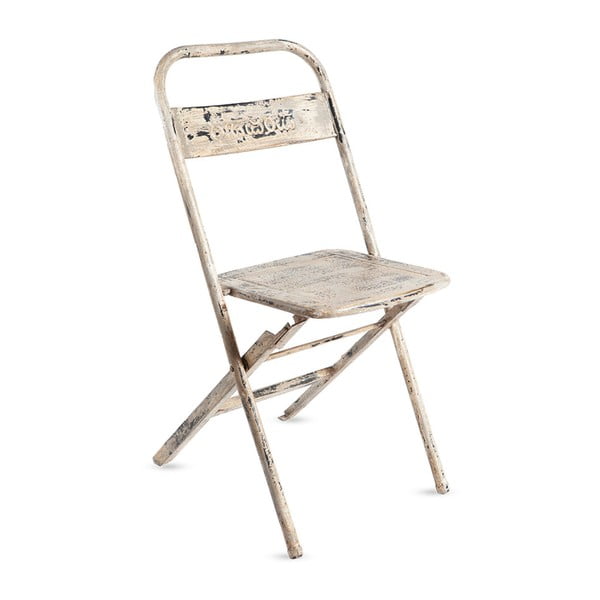 Biela kovová skladacia stolička s patinou RGE Mash