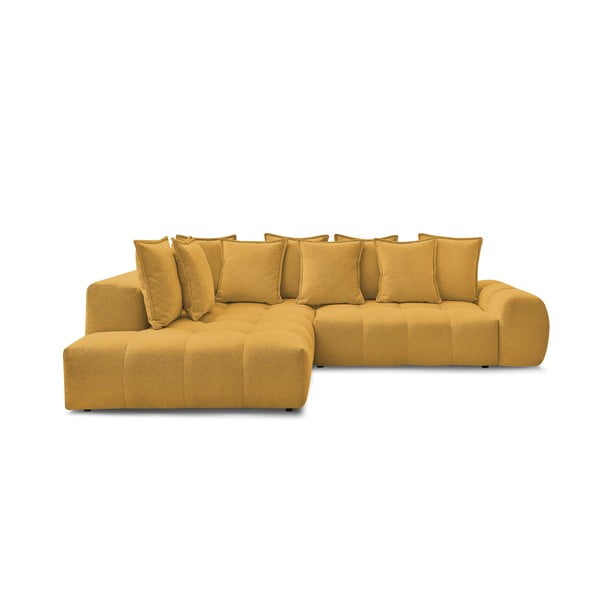 Ženilková rozkladacia/s úložným priestorom rohová pohovka v horčicovej farbe (ľavý roh/do L) Everest – Bobochic Paris