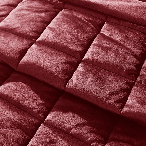 Vínovočervený zamatový prešívaný pléd 220x220 cm Kingsley Matt Velvet – Catherine Lansfield-image-2