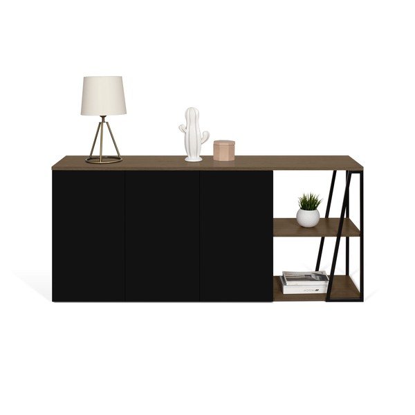 Čierna komoda TemaHome Albi, šírka 190 cm-image-3