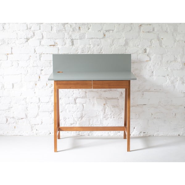 Sivý písací stôl s podnožím z jaseňového dreva Ragaba Luka Oak, dĺžka 85 cm-image-1