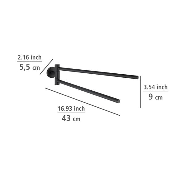 Matne čierny samodržiaci držiak na uteráky z nehrdzavejúcej ocele Bosio – Wenko-image-1