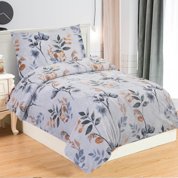 Sivomodré mikroplyšové obliečky na jednolôžko 140x200 cm Greta – My House