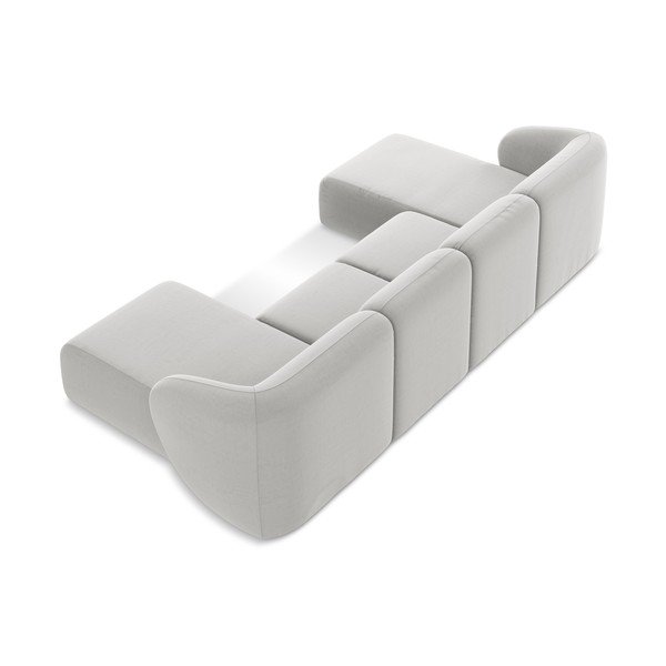 Svetlosivá zamatová rohová pohovka (do tvaru "U") Lani – Makamii-image-3