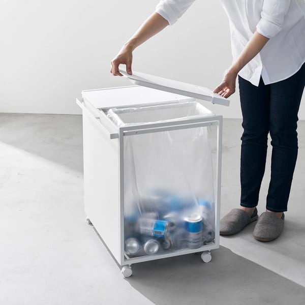 Biely kovový odpadkový kôš na triedený odpad Tower – YAMAZAKI-image-3