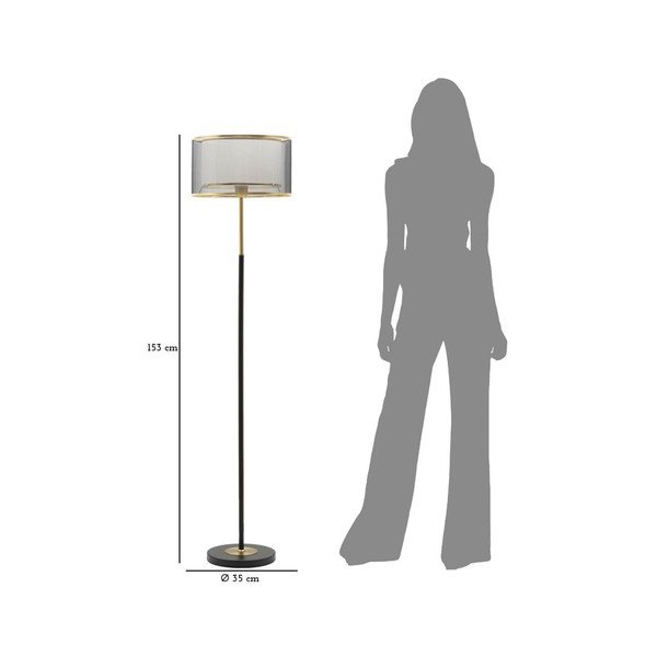 Čierna/v zlatej farbe stojacia lampa s textilným tienidlom (výška  153 cm) Levels – Mauro Ferretti-image-4