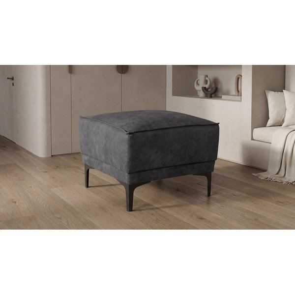 Antracitový taburet z imitácie kože Copenhagen – Scandic-image-4