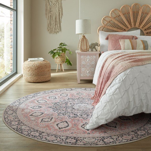 Ružový prateľný okrúhly koberec ø 180 cm Somerton - Flair Rugs-image-1
