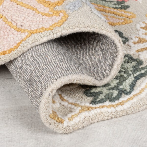 Svetloružový ručne tkaný vlnený koberec 160x230 cm Daphne Shaped Floral – Flair Rugs-image-3