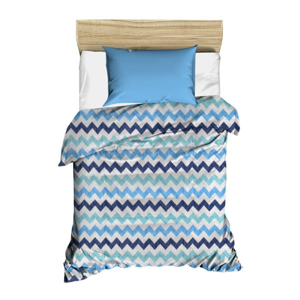 Modrý prešívaný pléd cez posteľ Linea, 160 × 230 cm