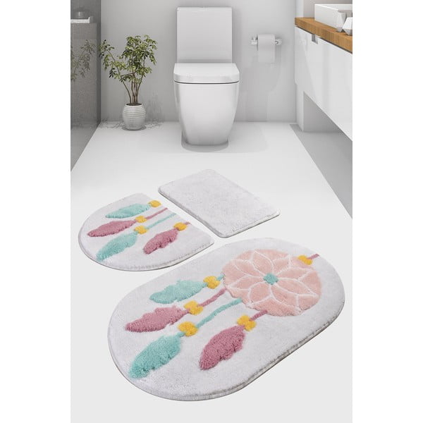 Biele kúpeľňové predložky v súprave 3 ks 100x60 cm Rüya – Foutastic