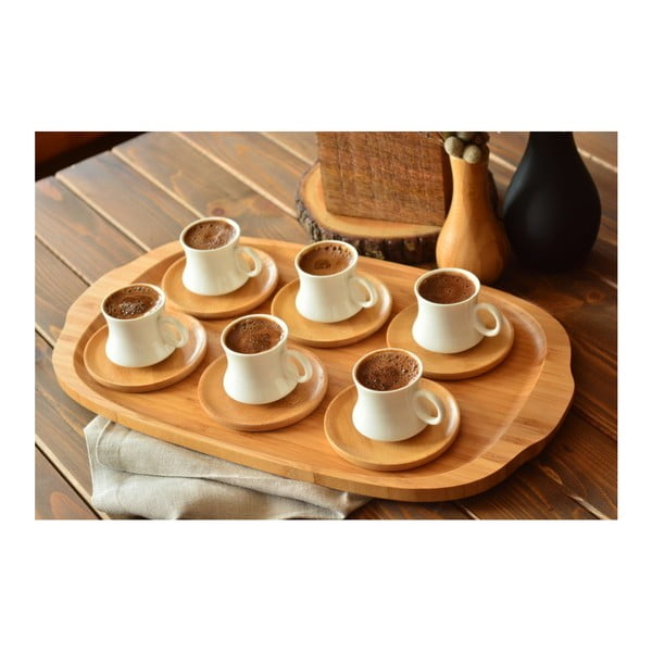 Súprava 6 porcelánových šálok s bambusovými tanierikmi Bambum Largi-image-2