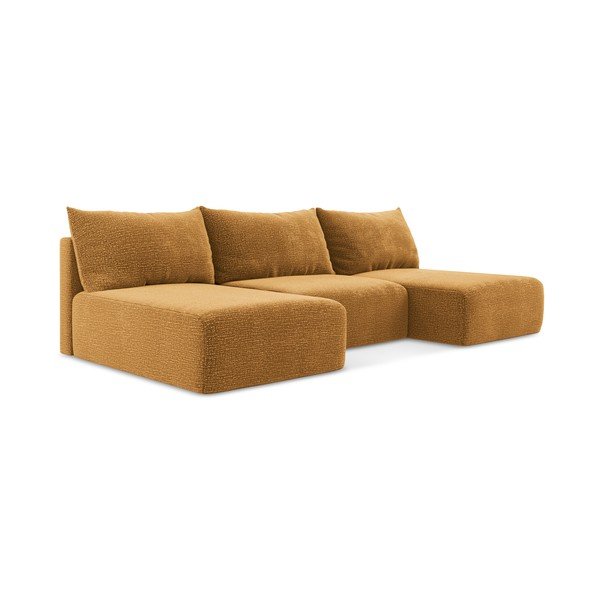 Oranžová rozkladacia/s úložným priestorom rohová pohovka Kalena – Makamii-image-2