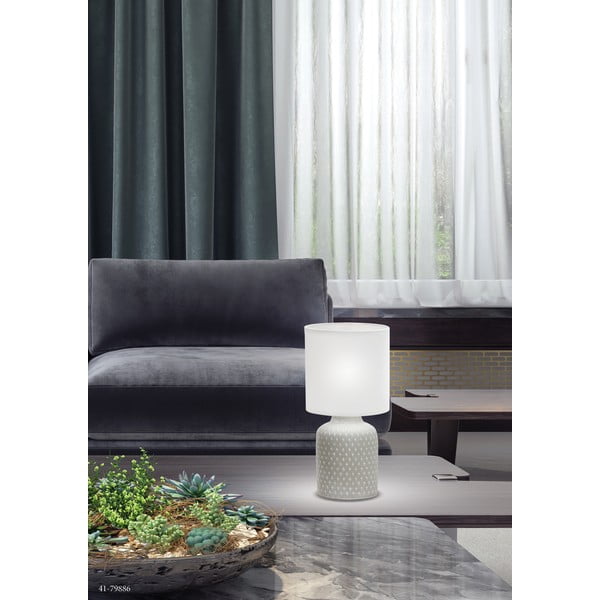 Sivá stolová lampa s textilným tienidlom (výška  32 cm) Iner – Candellux Lighting-image-1