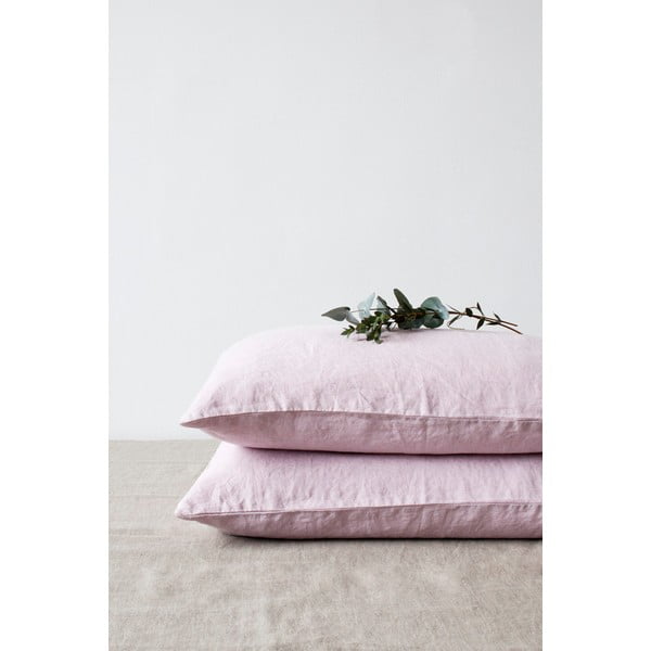 Levanduľovofialová ľanová obliečka na vankúš Linen Tales, 70 x 90 cm