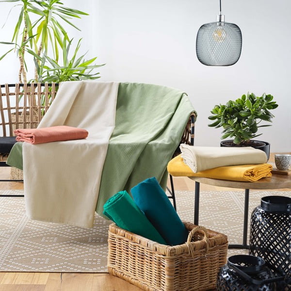 Zelený pléd 220x240 cm Lucile – douceur d'intérieur-image-4