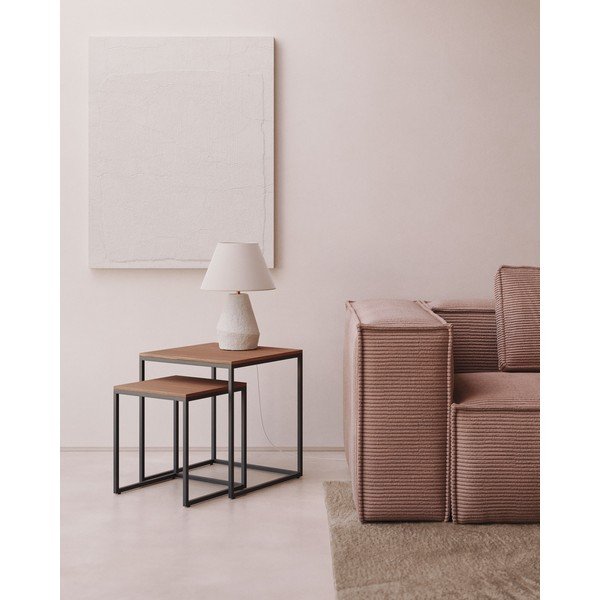 Odkladacie stolíky v súprave 2 ks s doskou v dekore orechového dreva 45x45 cm Yoana – Kave Home-image-1