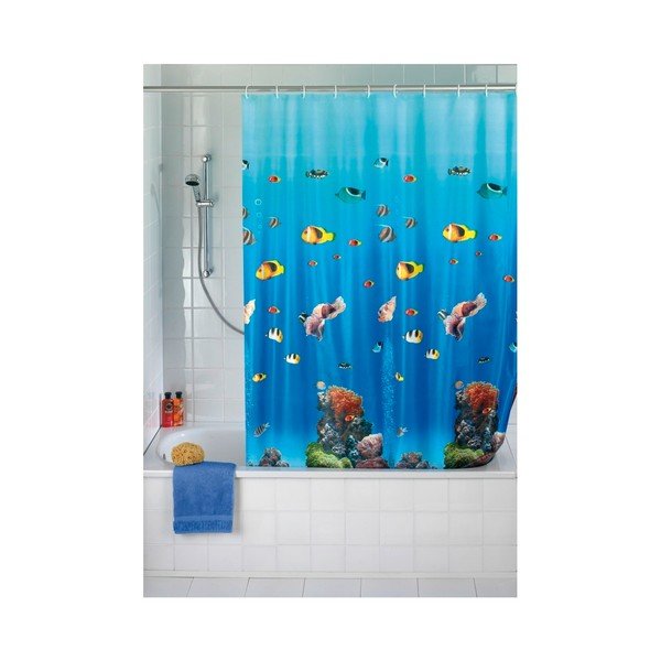 Modrý sprchový záves Wenko Ocean, 180 × 200 cm-image-1