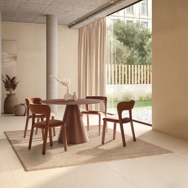 Čalúnené jedálenské kreslo v terakotovej farbe Lilia – MOME-image-2