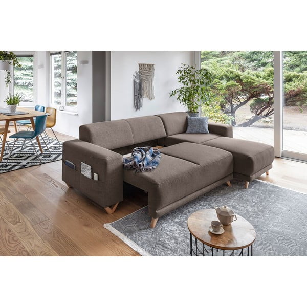 Hnedá rozkladacia/s úložným priestorom rohová pohovka Classy Sophie – Miuform-image-4