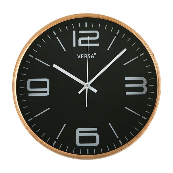 Čierne nástenné hodiny VERSA, Ø 30 cm