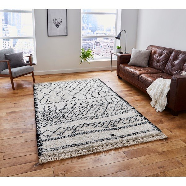 Bielo-čierny koberec Think Rugs Boho Lami Black & White, 160 × 230 cm-image-1