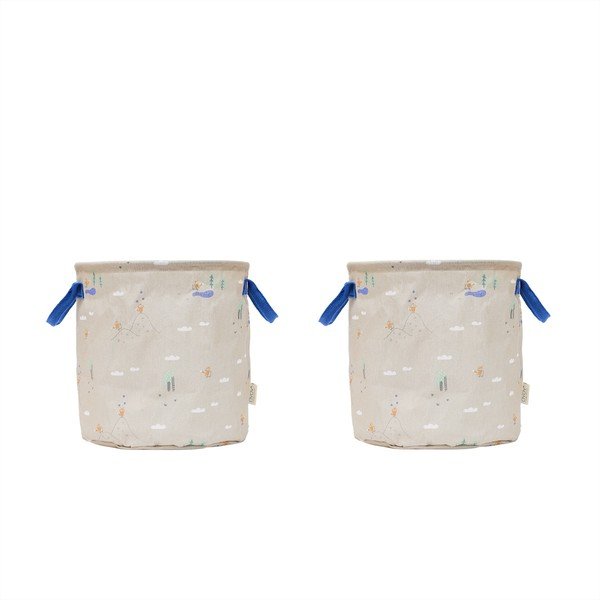 Béžové látkové detské koše na hračky v súprave 2 ks ø 32x32 cm Foxy – OYOY Mini