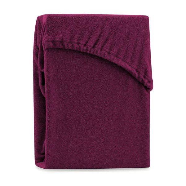 Tmavofialová elastická plachta s vysokým podielom bavlny AmeliaHome Ruby, 200 x 120-140 cm-image-2