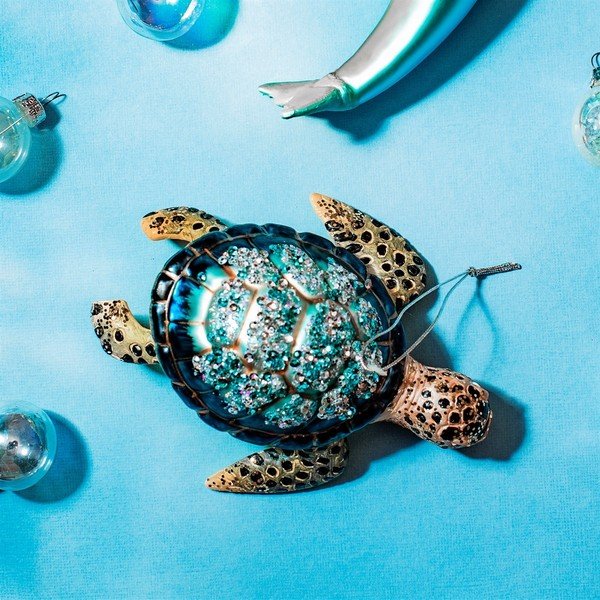 Ručne vyrobená vianočná ozdoba 4 cm Turtle – Sass & Belle-image-1