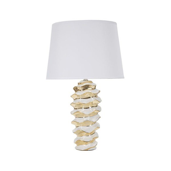 Biela/v zlatej farbe keramická stolová lampa s textilným tienidlom (výška  53 cm) Glam Space – Mauro Ferretti