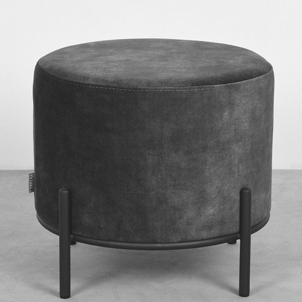 Tmavosivý zamatový taburet Troy – LABEL51-image-1