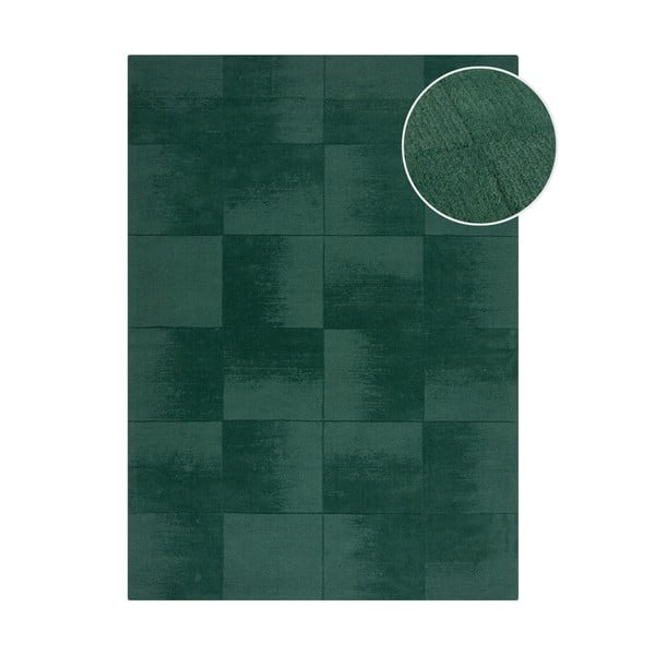 Ručne tkaný vlnený koberec v petrolejovej farbe 120x170 cm Demi Check Ombre – Flair Rugs