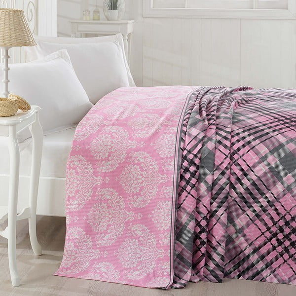 Prikrývka cez posteľ Karya Pink, 200x235 cm