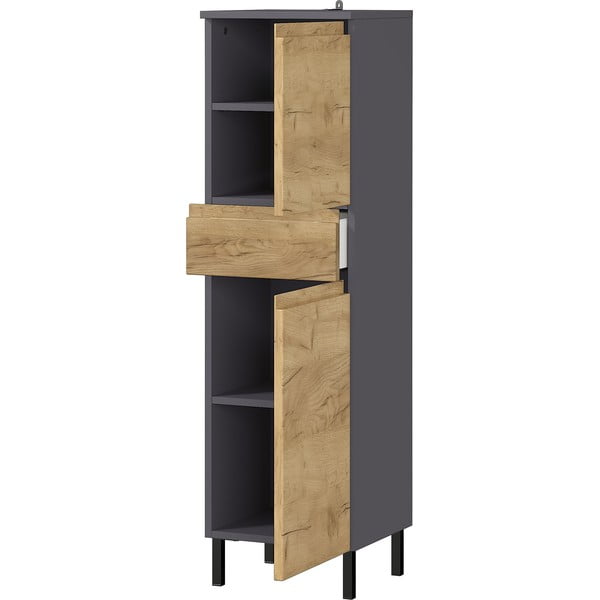 Tmavosivá vysoká kúpeľňová skrinka v dekore duba 34x120 cm Salinas - Germania-image-2