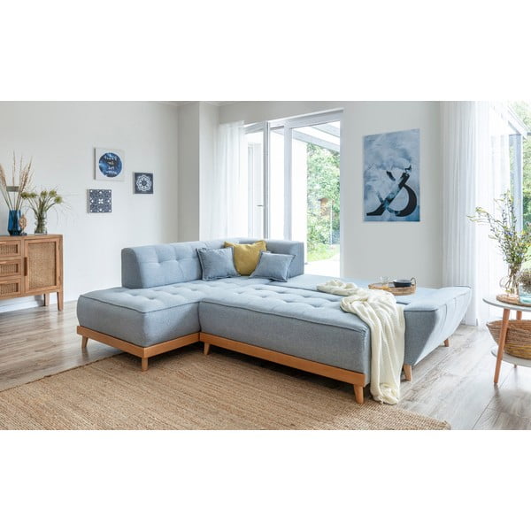 Svetlomodrá rozkladacia rohová pohovka Miuform Dazzling Daisy L, ľavý roh-image-4