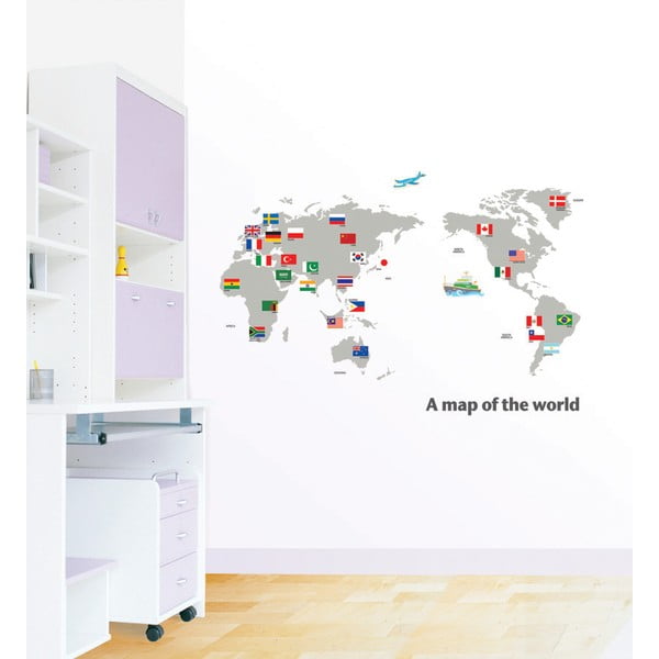 Samolepka World Map and Flags-image-1