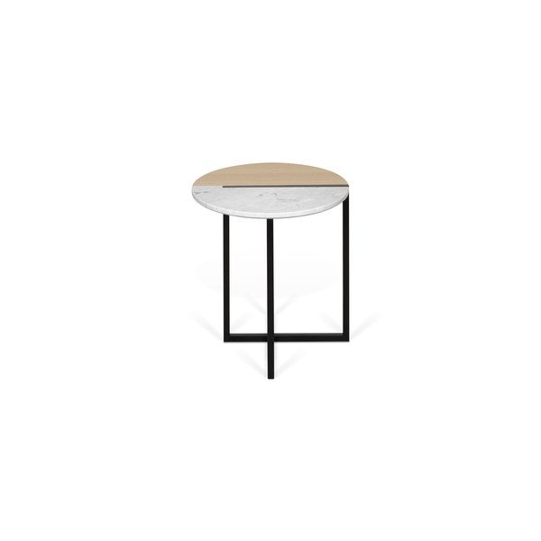 Odkladací stolík s doskou z dubového dreva a mramoru TemaHome Sonata, ø 50 cm-image-3