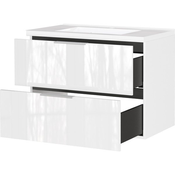 Biela lesklá závesná skrinka pod umývadlo 81x61 cm Celano – Germania-image-3