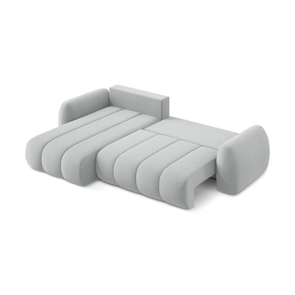 Svetlosivá rozkladacia/s úložným priestorom rohová pohovka z textílie buklé (ľavý roh/s leňoškou) Pele – Makamii-image-4