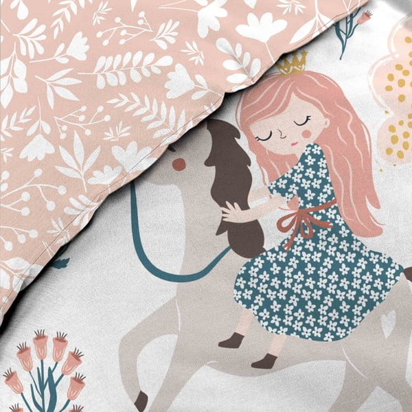 Biele/ružové bavlnené detské obliečky na jednolôžko 140x200 cm Lilibelle – douceur d'intérieur-image-1