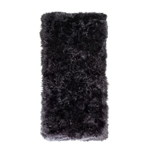 Čierny koberec z ovčej kožušiny Royal Dream Zealand, 140 × 70 cm