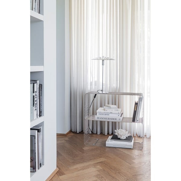 Kovová nástenná knižnica v lesklej striebornej farbe 70x30 cm Wire – Mette Ditmer Denmark-image-4