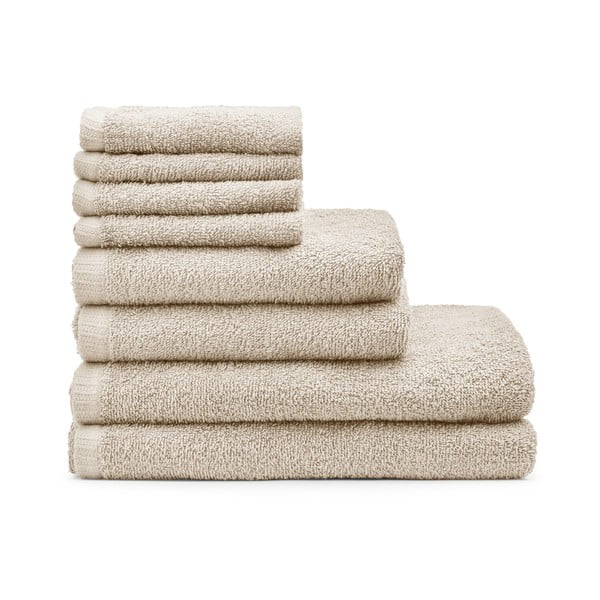 Béžové rýchloschnúce bavlnené uteráky a osušky v súprave 8 ks Quick Dry – Catherine Lansfield