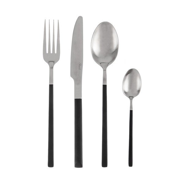Čierny/v striebornej farbe antikoro príbor 24 ks Skandi – Orion