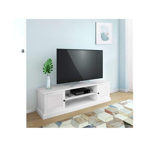 Biely TV stolík z borovicového dreva 45x40 cm Mille – Støraa-image-1
