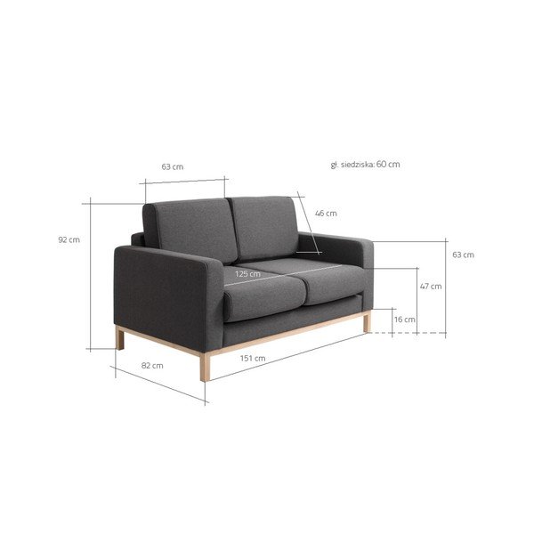 Antracitovosivá dvojmiestna pohovka Custom Form Scandic-image-2