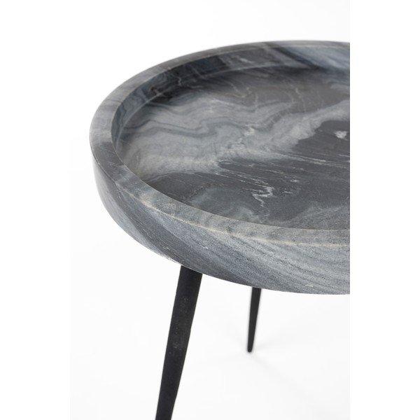 Okrúhly odkladací stolík s mramorovou doskou ø 33 cm Karrara – White Label-image-3