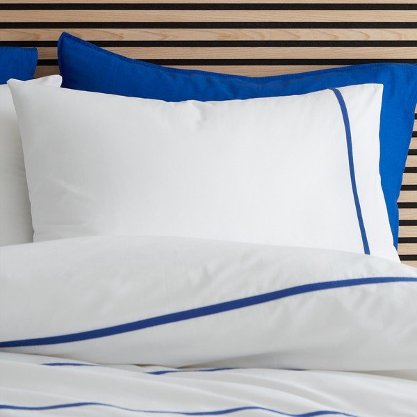Biele/modré bavlnené obliečky na jednolôžko 135x200 cm Herringbone Trim Stripe – Content by Terence Conran-image-2
