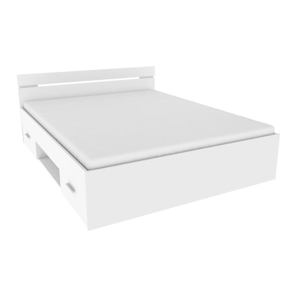 Biela posteľ s úložným priestorom Demeyere Michigan, 160 × 200 cm