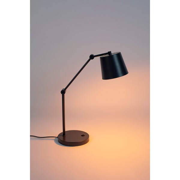 Čierna stolová lampa s kovovým tienidlom (výška 60 cm) Hajo – White Label-image-1